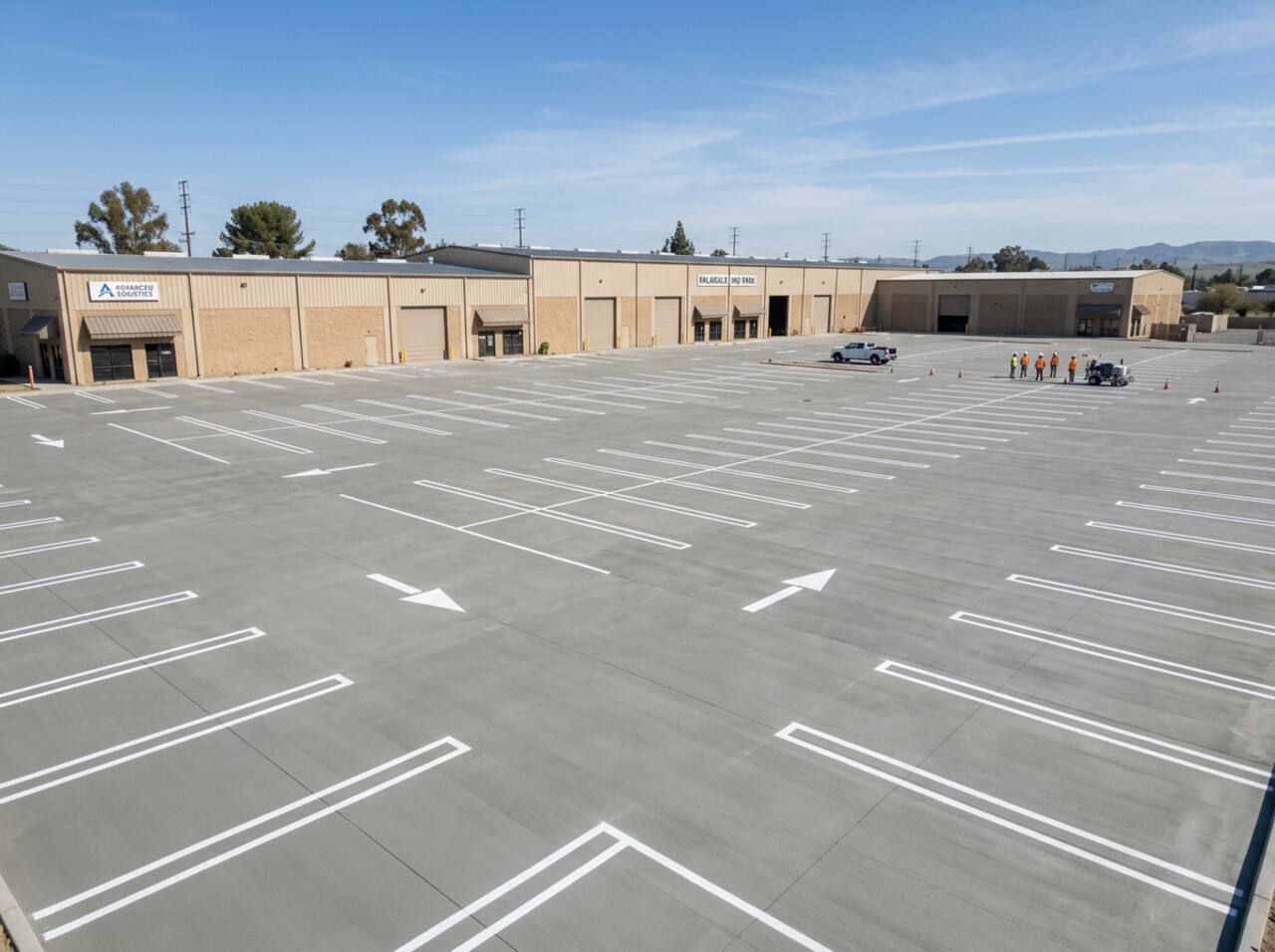 Commercial concrete parking lot with parking lines Santa Clara CA — Elevate Concrete Works Inc