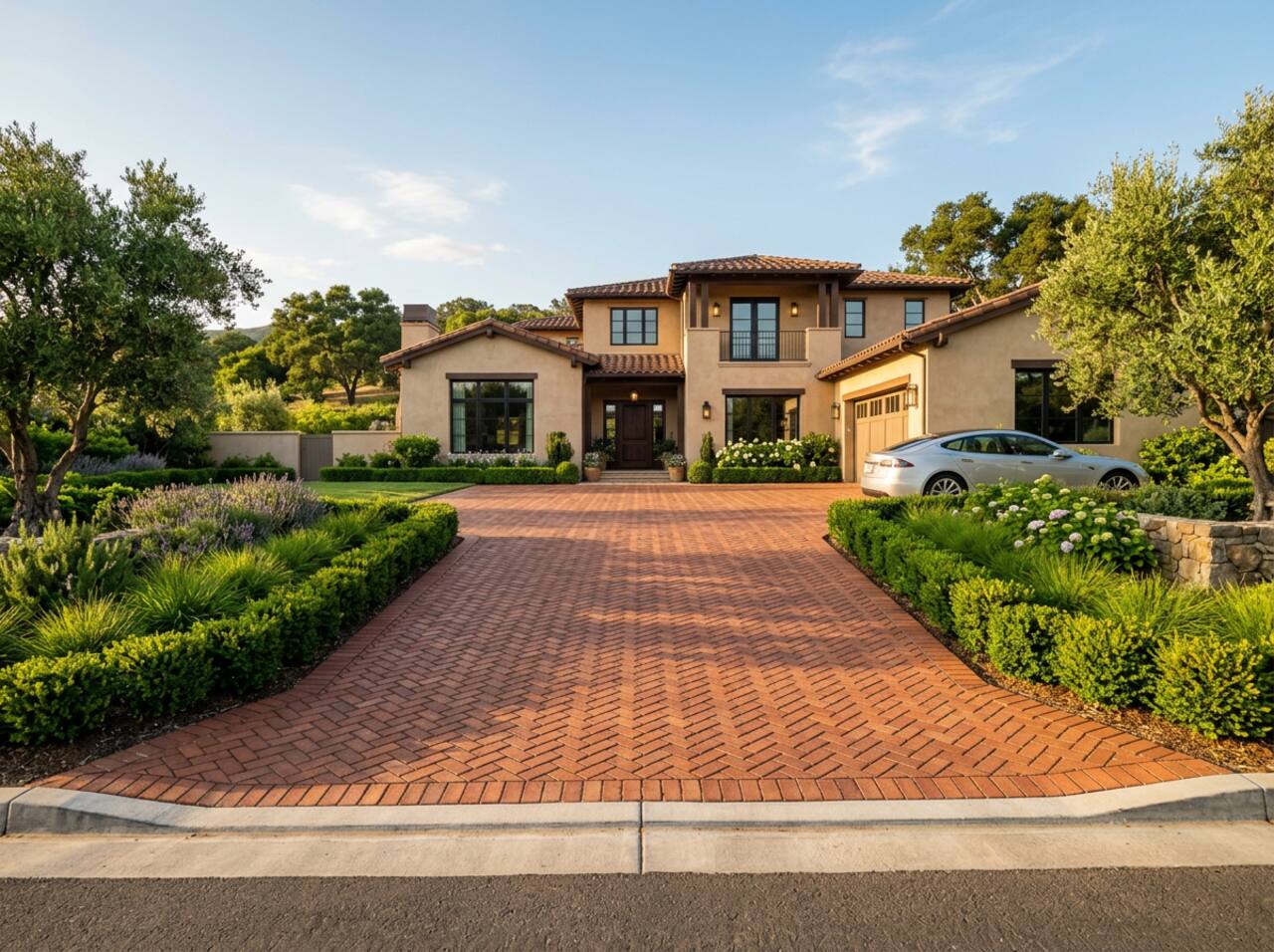 Custom herringbone paver driveway installation San Jose CA — concrete paver contractor Bay Area